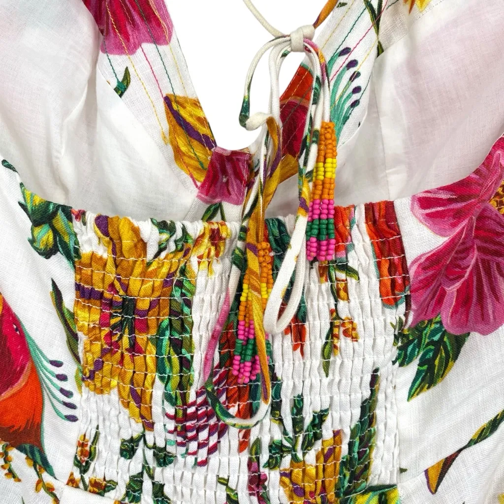 Farm Rio Toucans Garden Linen Halter Jumpsuit Size XL - Image 9