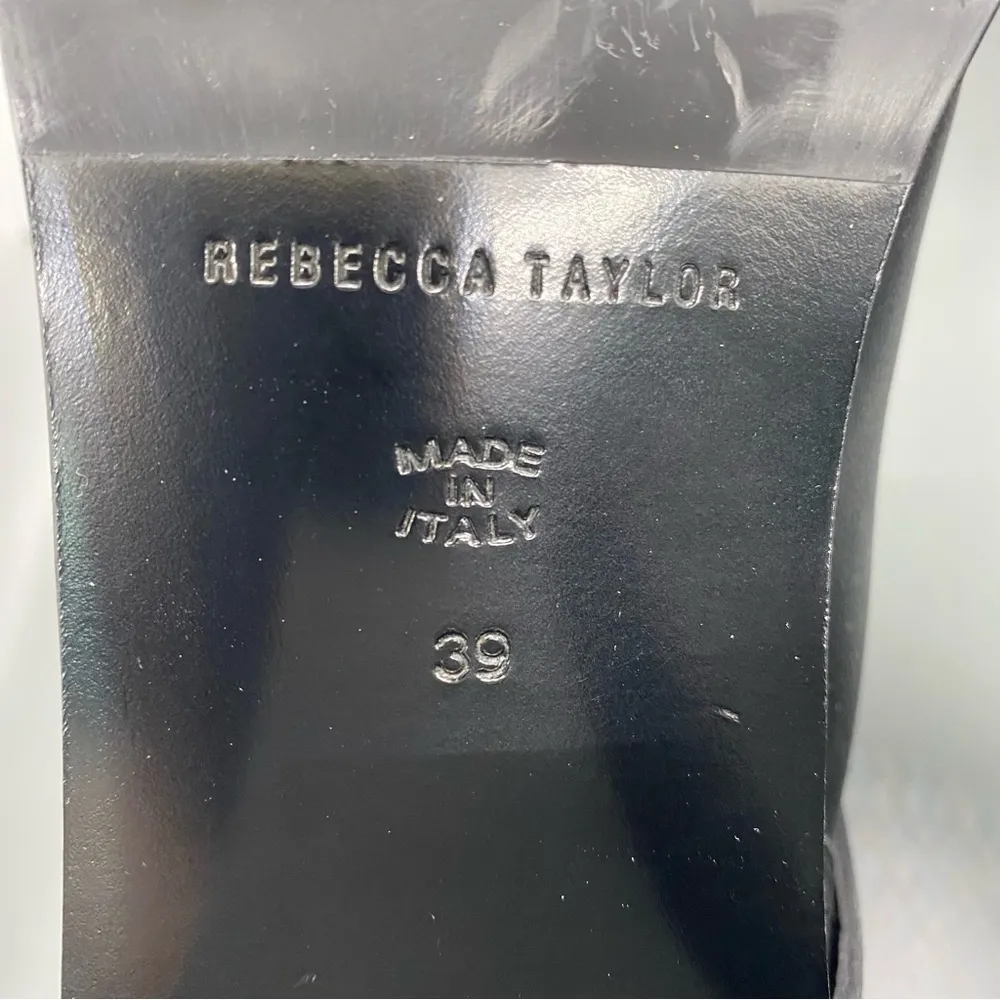 Rebecca Taylor Black Leather Moto Block Heel Ankle‎ Booties Size EU 39 Italy - Image 10