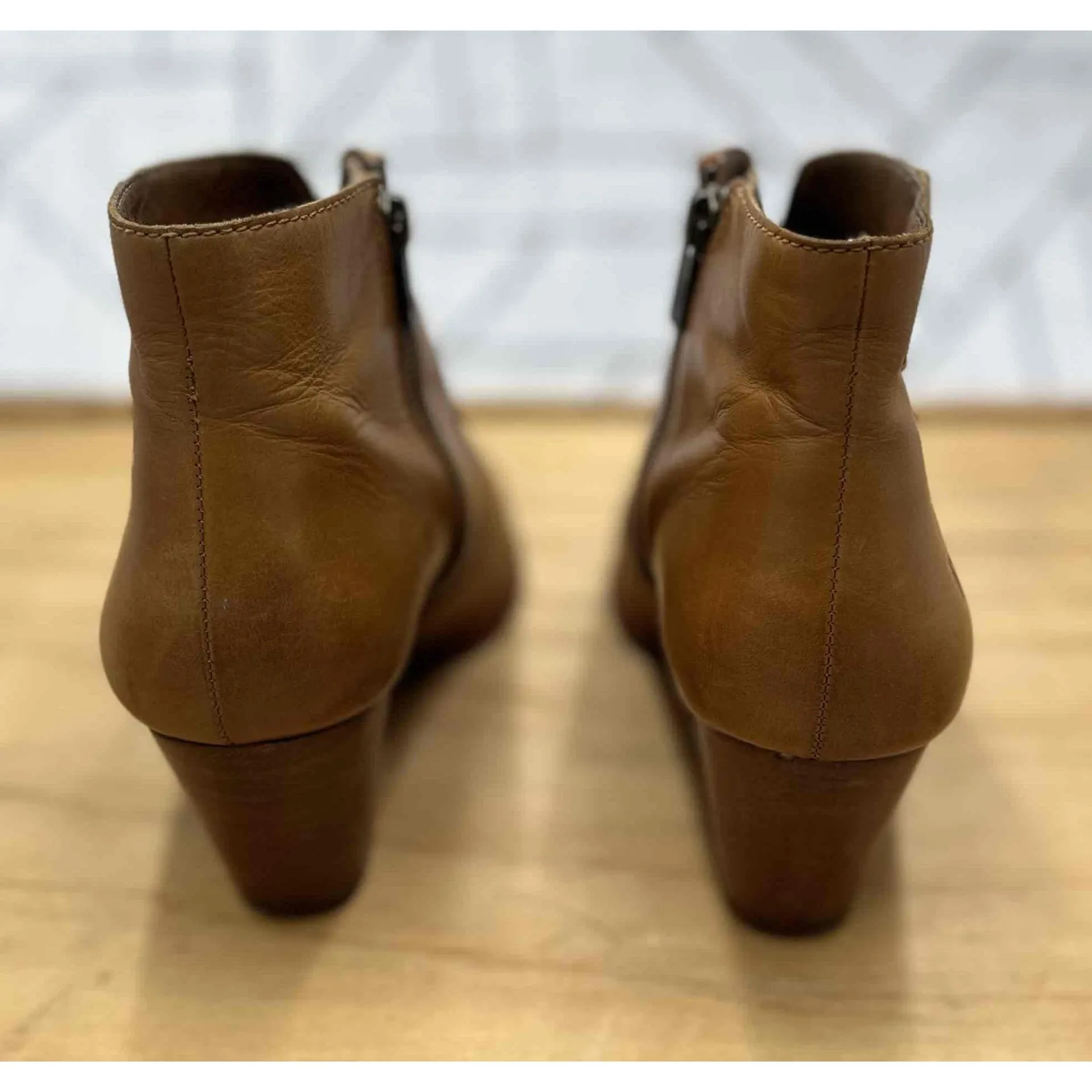 Frye Jennifer Leather Ankle Booties Brown Zipper Heeled Womens Size 7 READ - Image 3