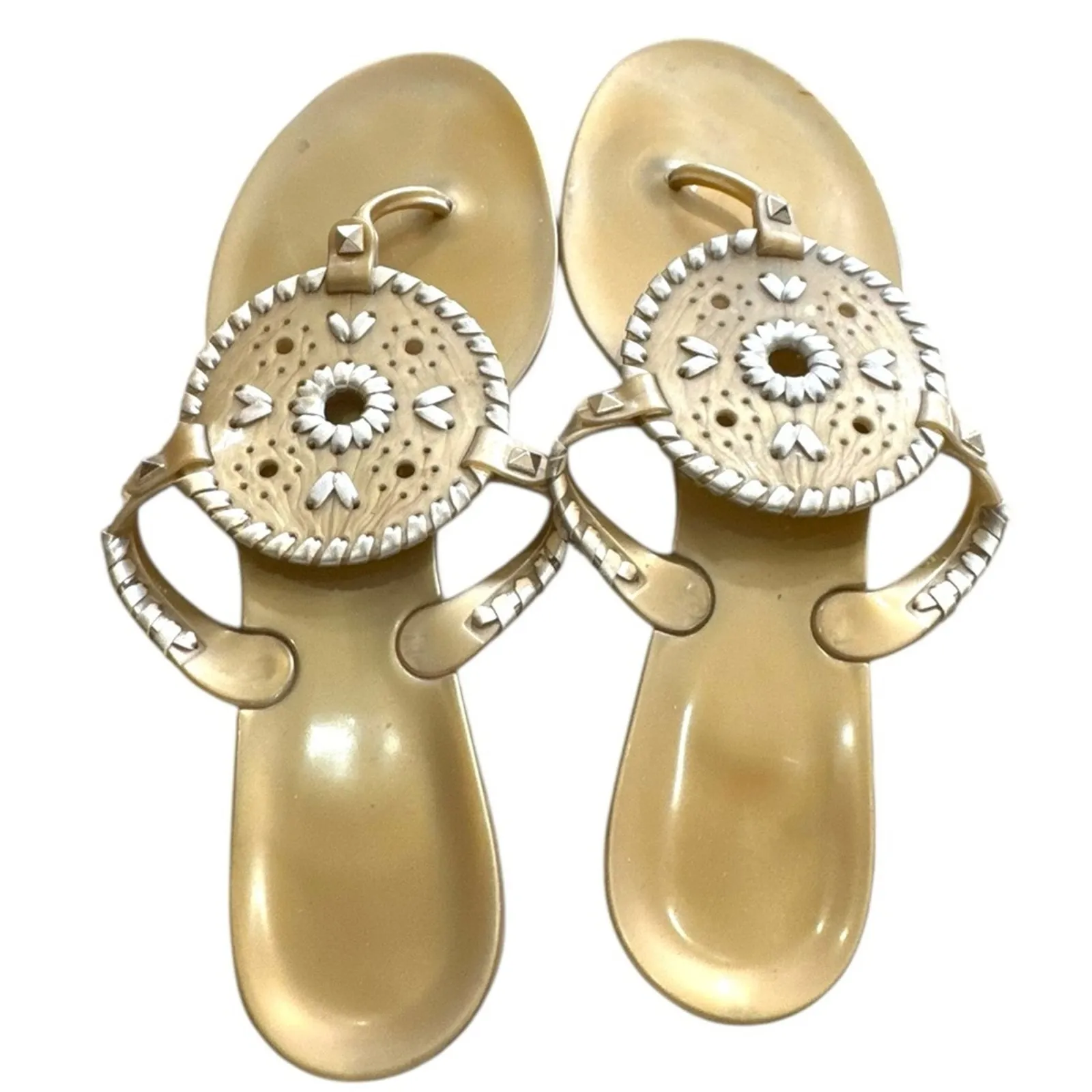 Jack Rogers Gold GEORGICA Jelly flip flop slip on Sandals size 10 - Image 2