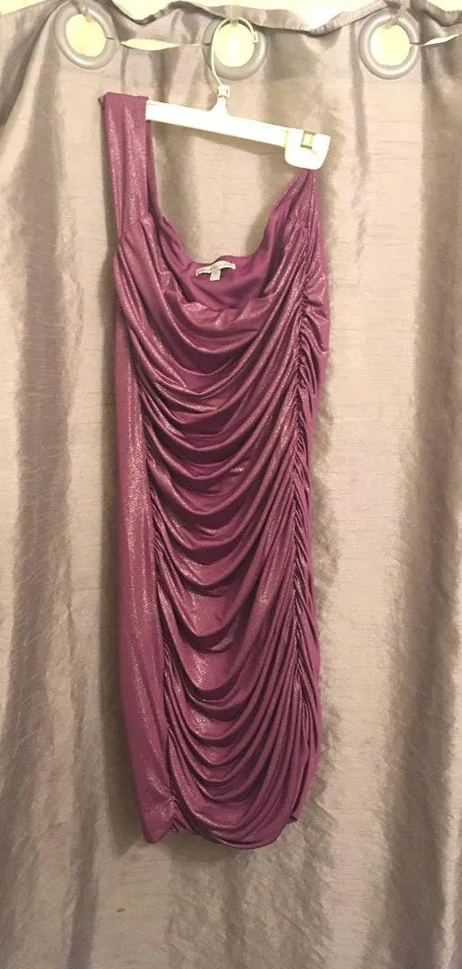 One Shoulder Purple Metallic Dress  - Image 3