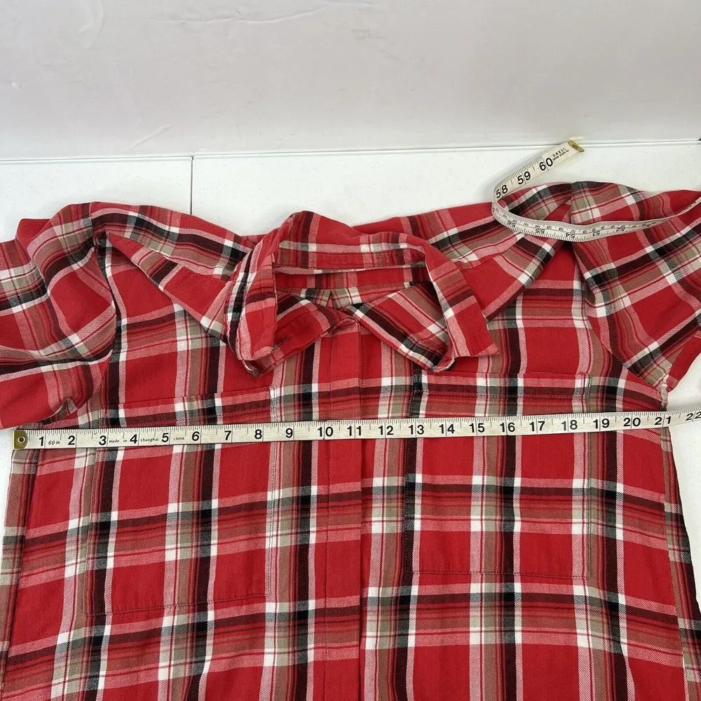 Denim & Supply Sz M Ralph Lauren Button Front Red Plaid Shirt Oversized Cotton - Image 12