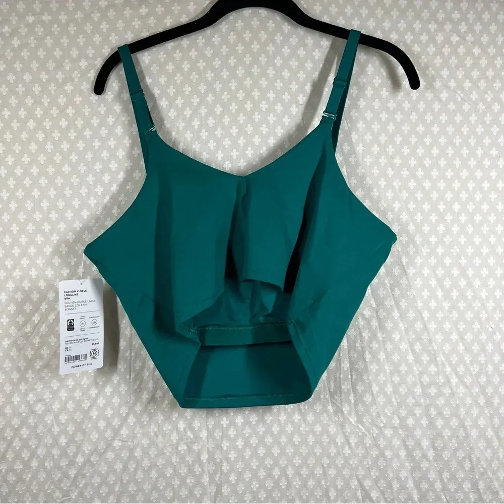 Athleta NWT‎ Green Teal Elation V Neck Longline Bra - Image 4