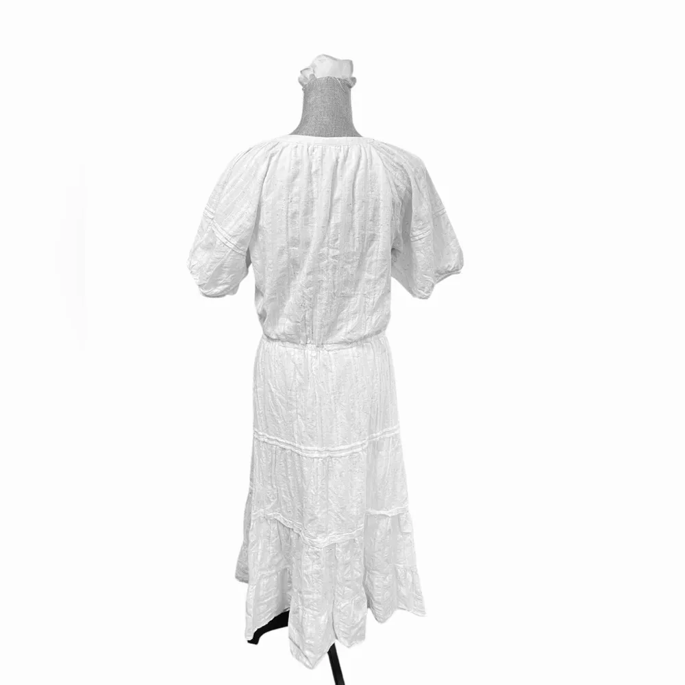 BETSEY JOHNSON SNOW
WHITE DRESS TIERED PUFF SLEEVES SPECKLED PRINT SZ L - Image 3