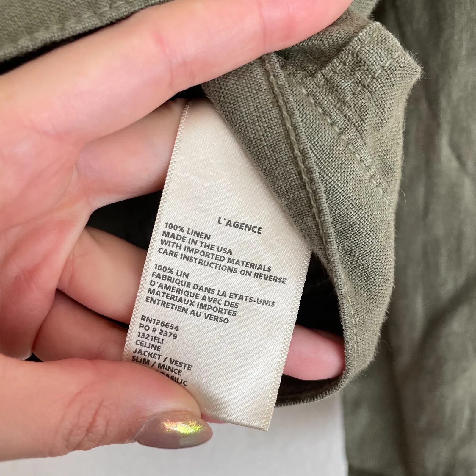 L'Agence  Celine Olive Green Linen Jacket - Image 8