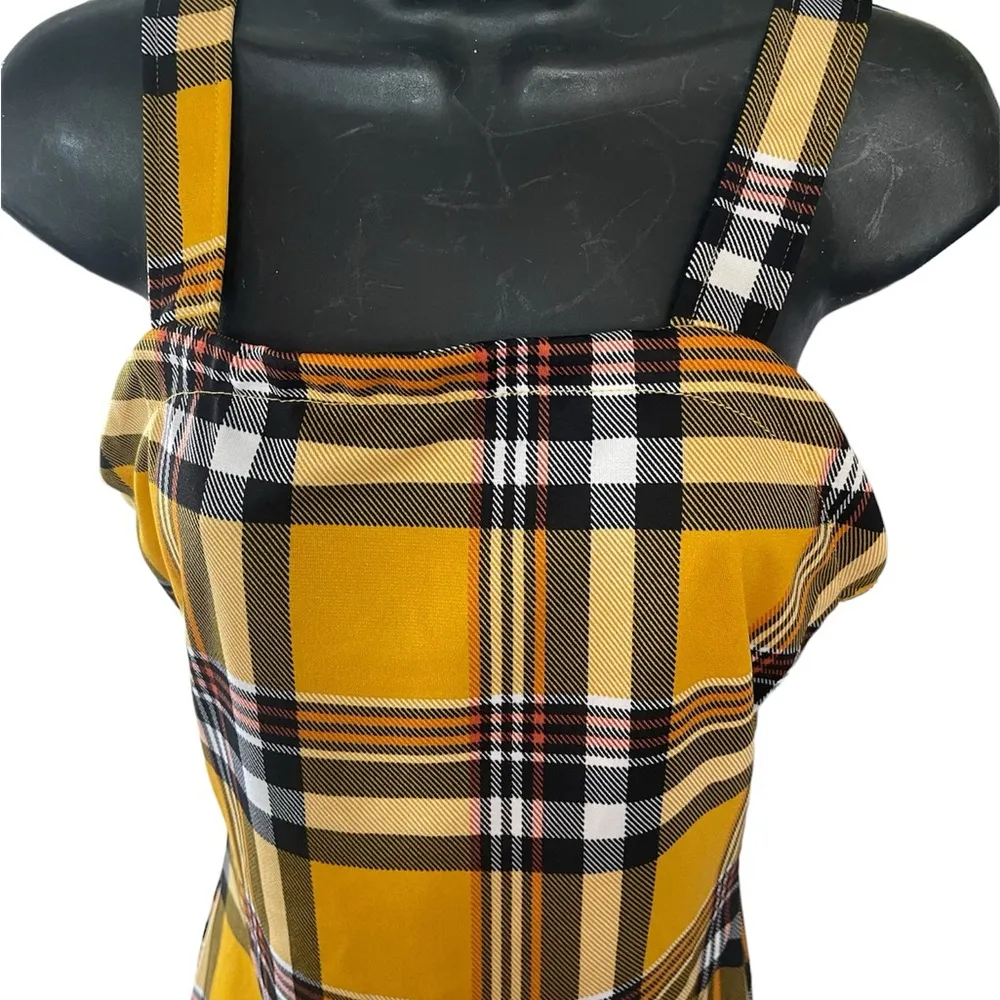 Jolie & Joy Y2K Yellow Plaid Bodycon Mini Dress Flannel Knit Women’s Size M Size M - Image 2