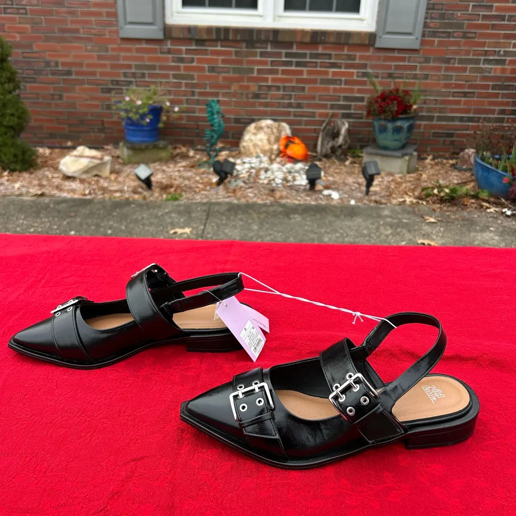 Nwt Size 8.5 Peyton Double Buckle black Slingback Flats by wild fable - Image 4