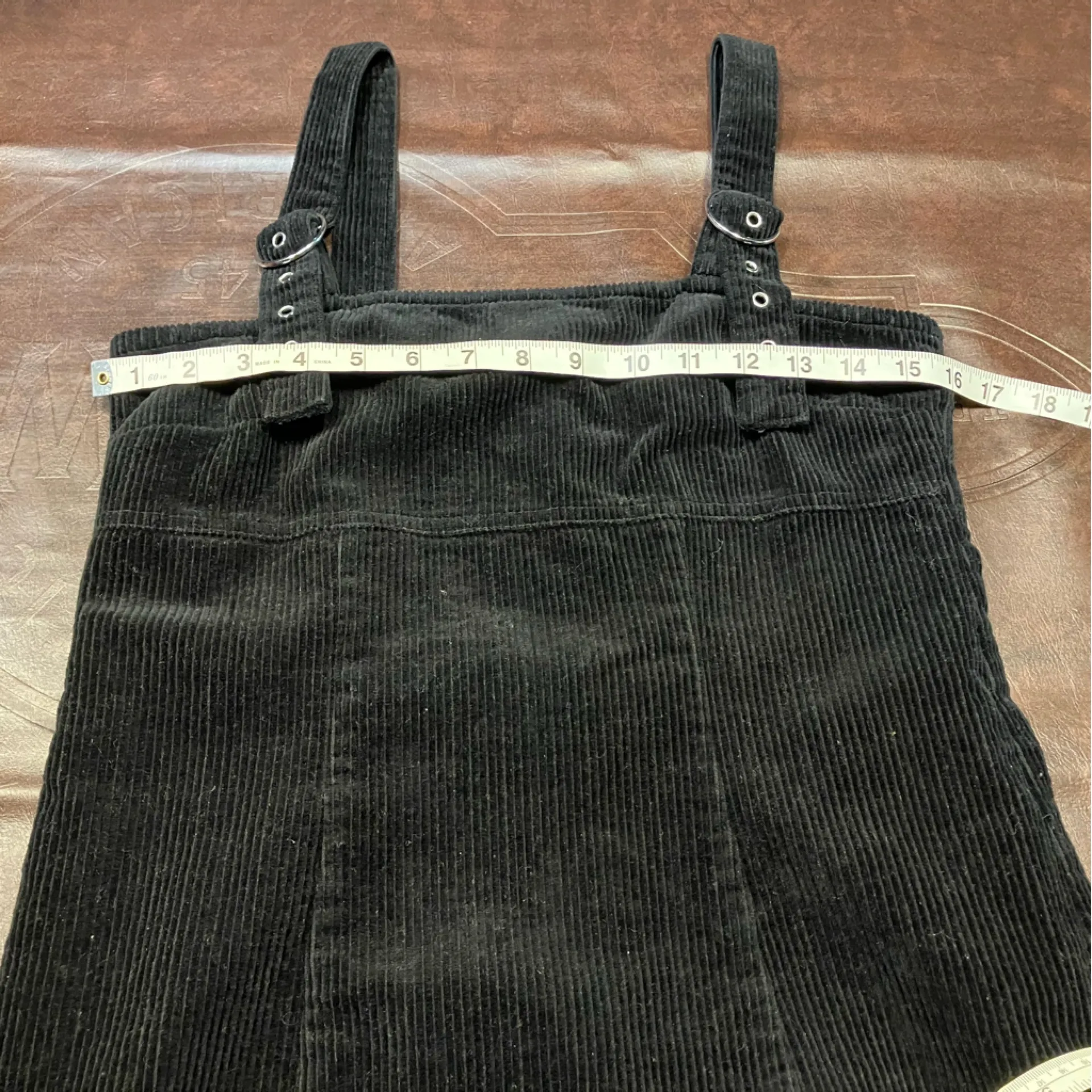 Forever 21 Corduroy Overall Mini Dress‎ Juniors Size M Black Steampunk Goth Punk - Image 9