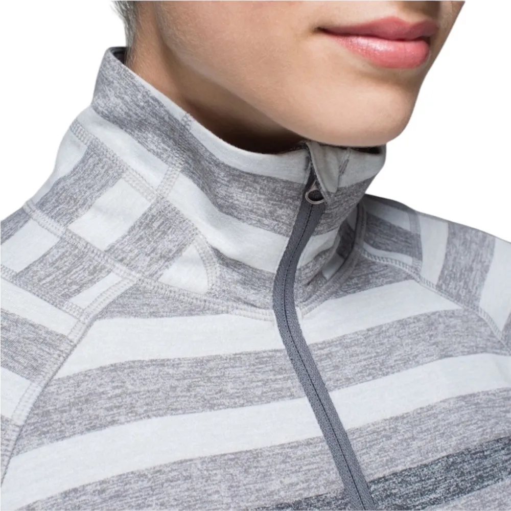 Lululemon Race Your Pace 1/2 Zip in Marshmallow Stripe Heathered Slate Size 4 - Image 6