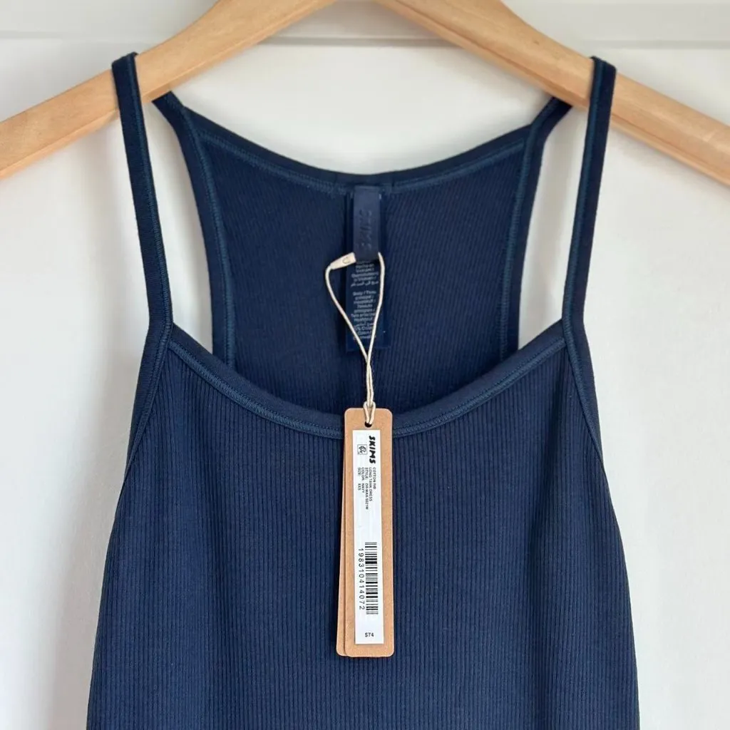 Skims Cotton Rib Long Cami Dress in Navy, Size XXS - Image 7