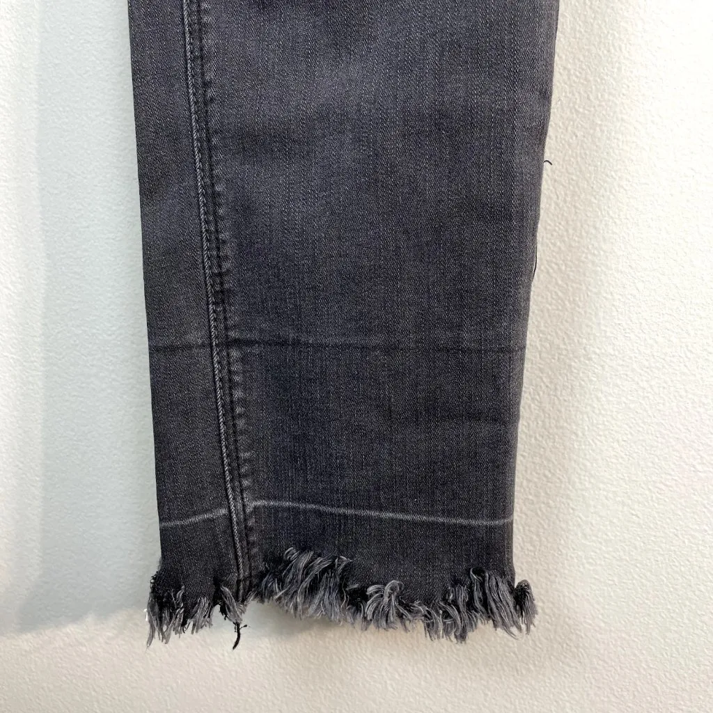 Grace In LA Jeans Womens 31 Charcoal Black Skinny Frayed Hem Stretch Denim Ankle - Image 3