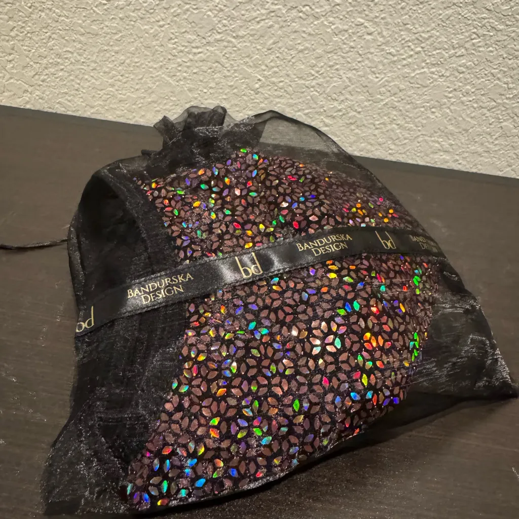 NEW Bandurska Black Contrast Sequin Angelica Polewear Rave Bodysuit One Piece S - Image 9