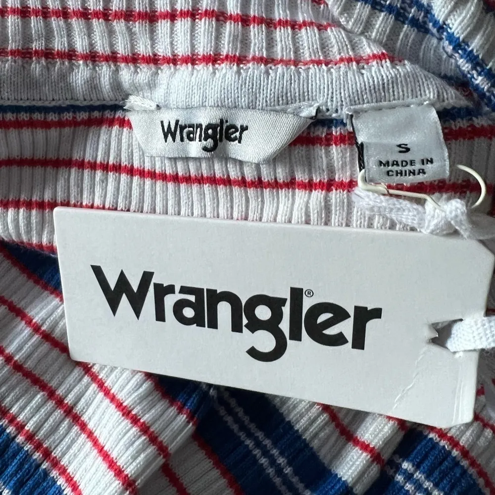 Wrangler Red White Blue Striped Ribbed Knit Turtleneck Sweater Top Size S NWT - Image 5