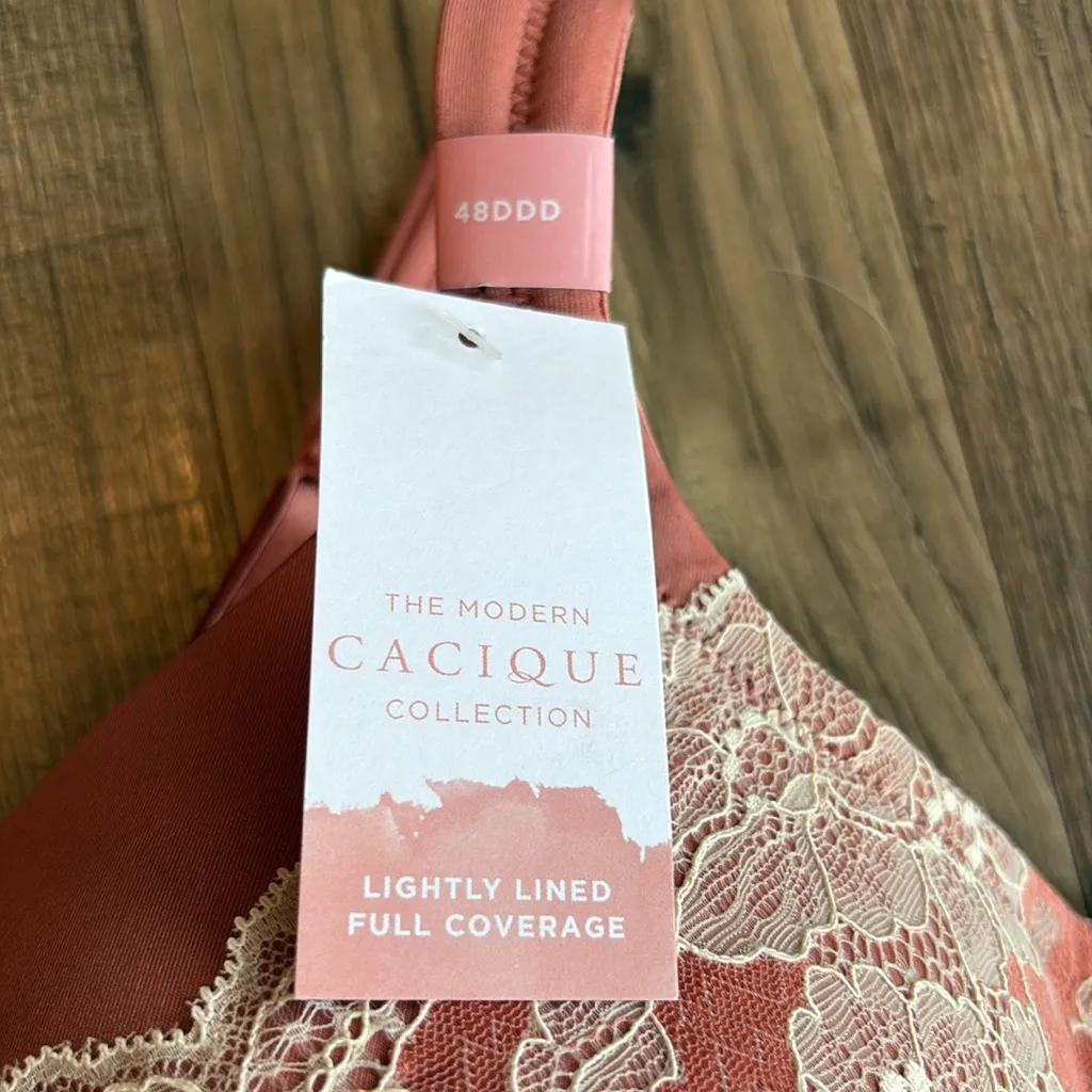 Cacique Lightly Lined Full Coverage Pink Lace Bra NWT 48DDD - Image 2