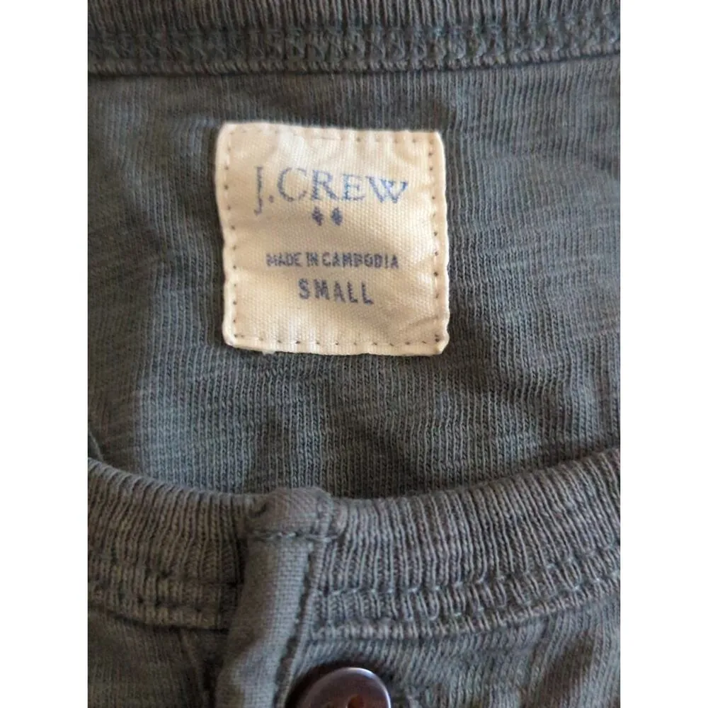 J. Crew Womens Green Short Sleeve Henley Tee Casual‎ Solid Basic Size S - Image 5