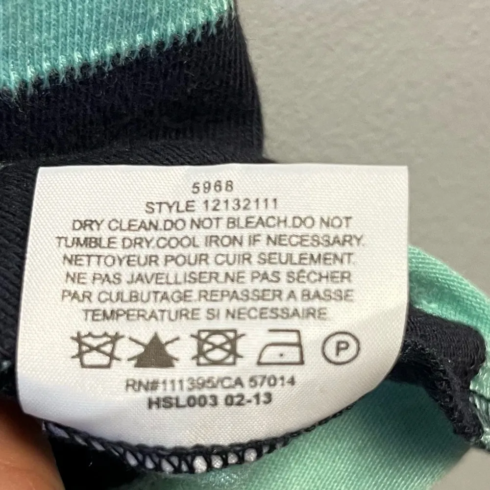 Tory Burch Top Teal & Navy Blue Striped Short Sleeve Henley Polo Sz XS EUC - Image 7