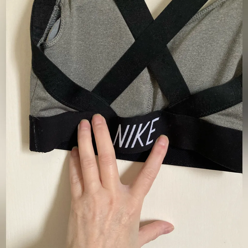 Nike Gray & Black Pro Indy Logo Bra - Image 8