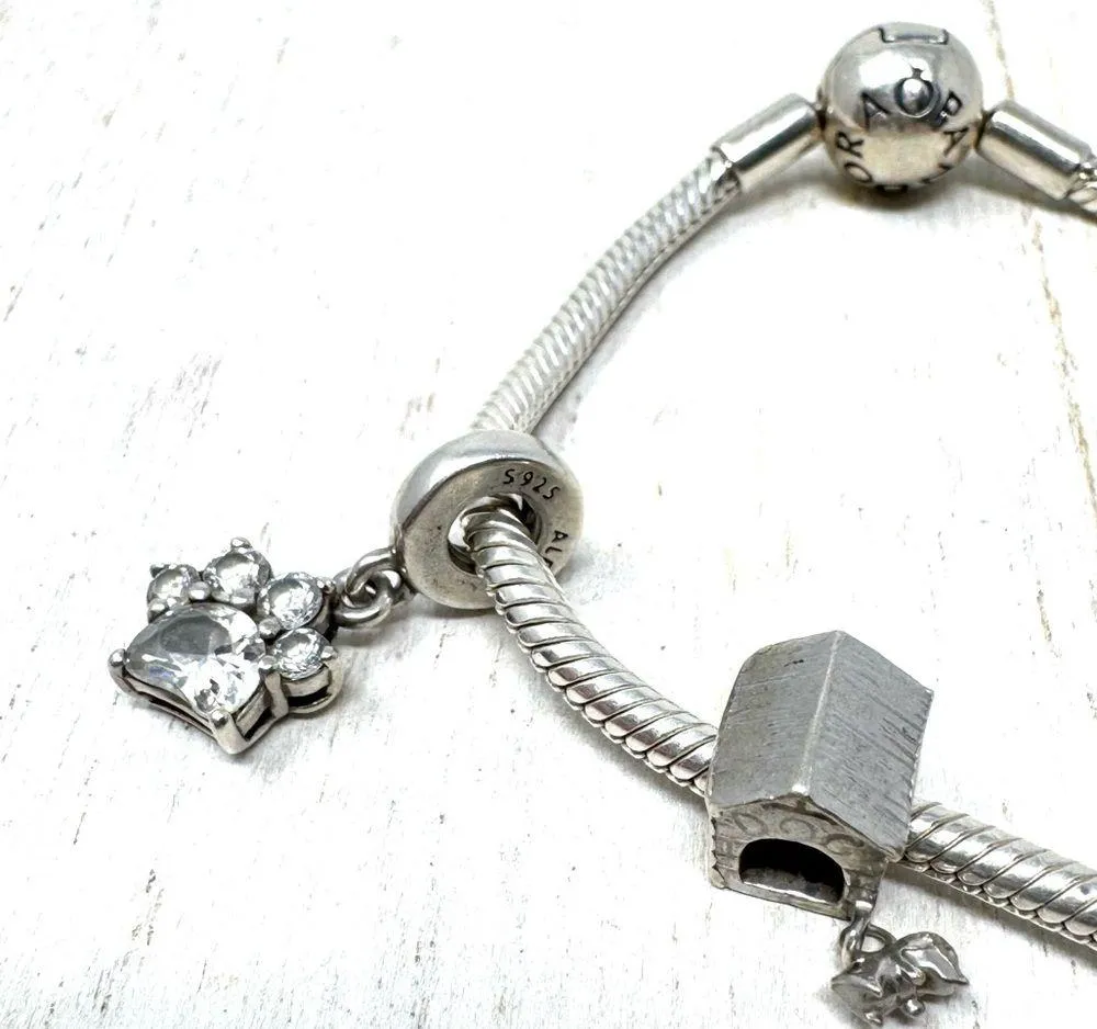 PANDORA 4* charm “pet lovers” themed sterling silver bracelet - Image 7