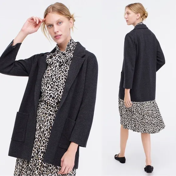 J Crew • Sophie Open-Front Sweater-Blazer jacket cardigan charcoal grey - Image 2