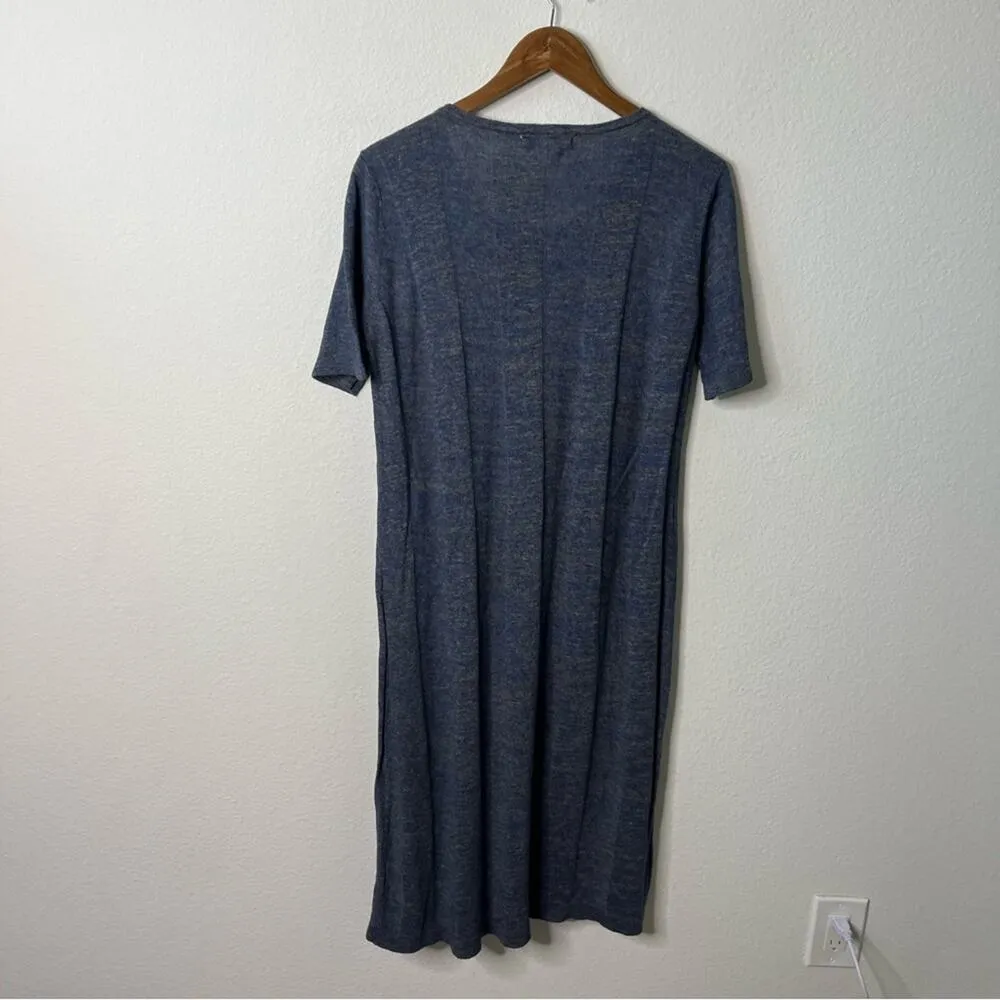 Micaela Greg Blue Wide Rib T Shirt Sweater Dress Midi Shirt Sleeve Womens Size M Size M - Image 9