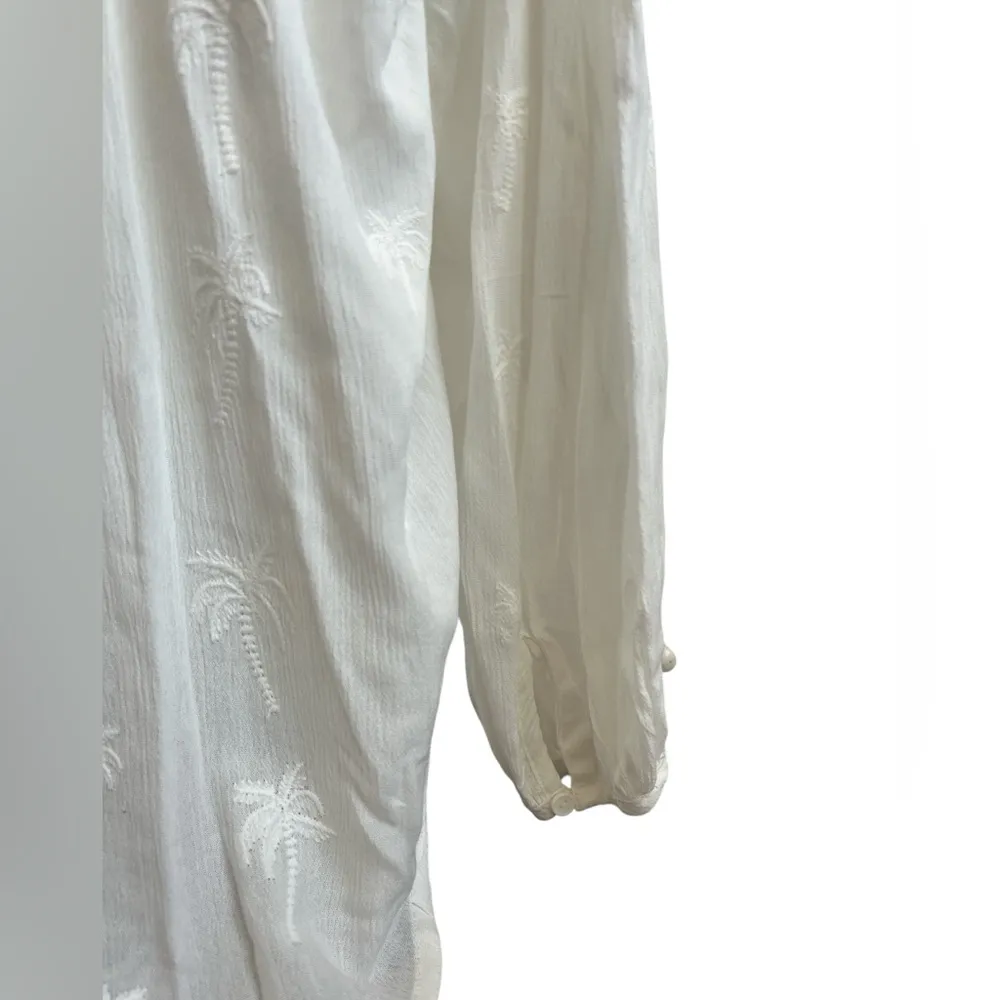 NEW Z Supply Lightweight Palm Tree Design Button Front White Blouse Size M - Image 9