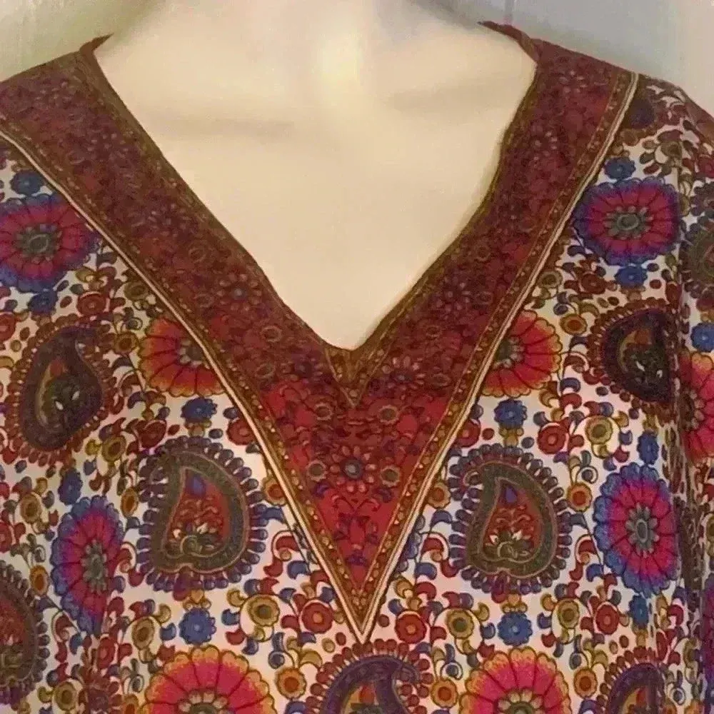 Unbranded Maxi Dress Plus Size Paisley Kaftan Long Wrap Cape/Dress. D3 Red - Image 4