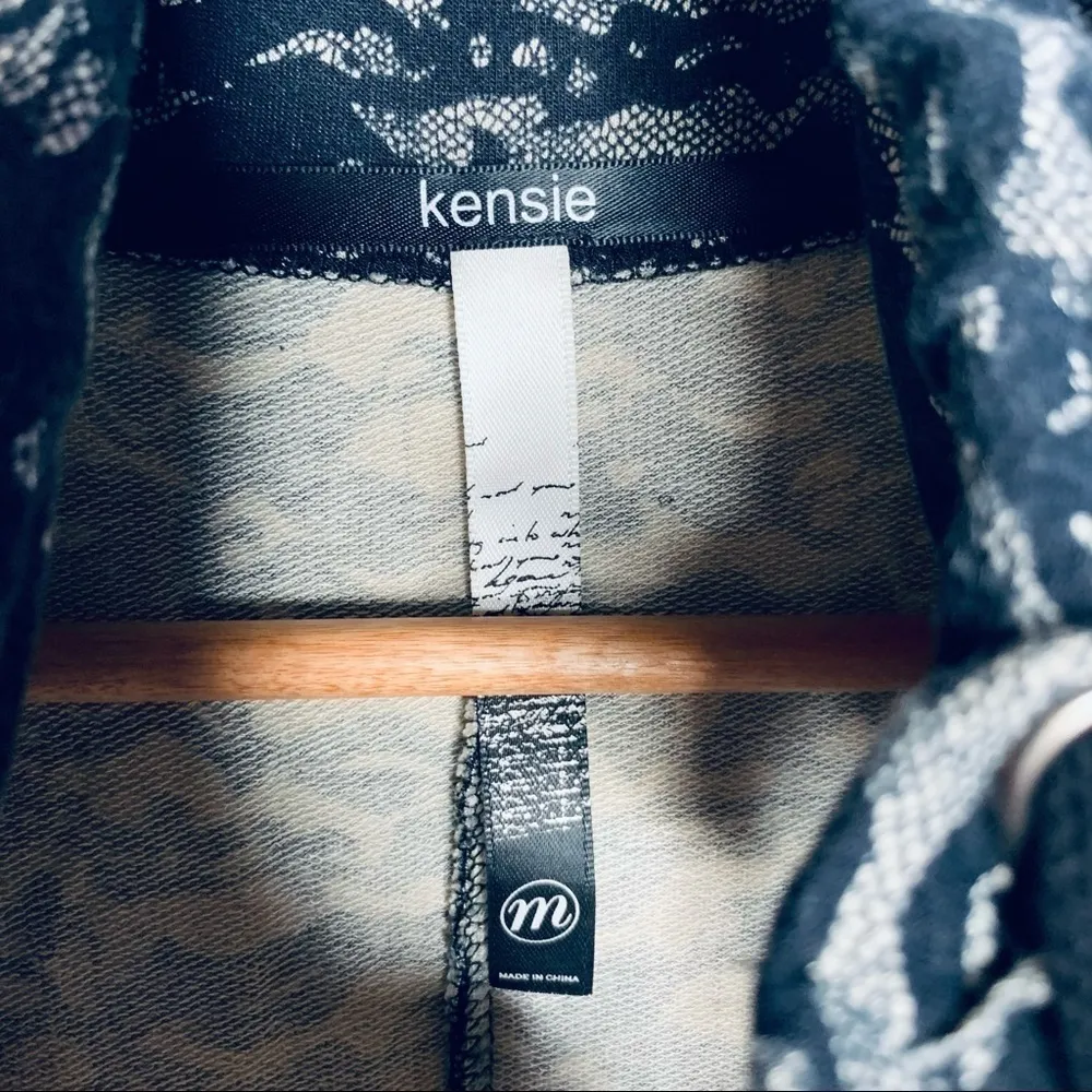 Kensie Black Lace Print Slouch Pocket Tunic Dress Size Medium - Image 8