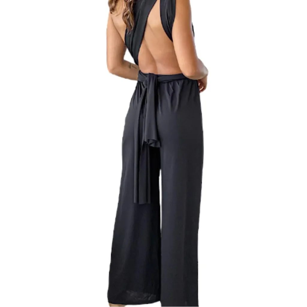 Saved by the Dress Trendy Black Infinity Wrap Jumpsuit - Image 9