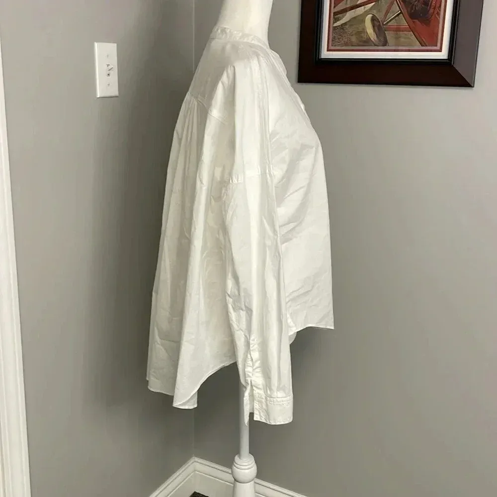 Loft  White Long Sleeve High Low Blouse Top Size Large - Image 2