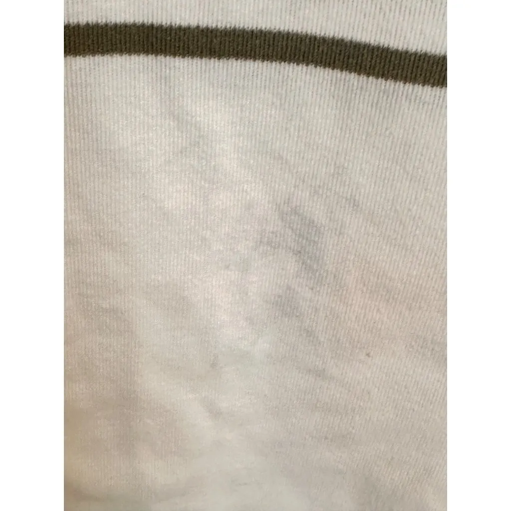 Karen Scott Sport Small Cotton Casual Sporty Olive & White Striped T-Shirt - Image 7