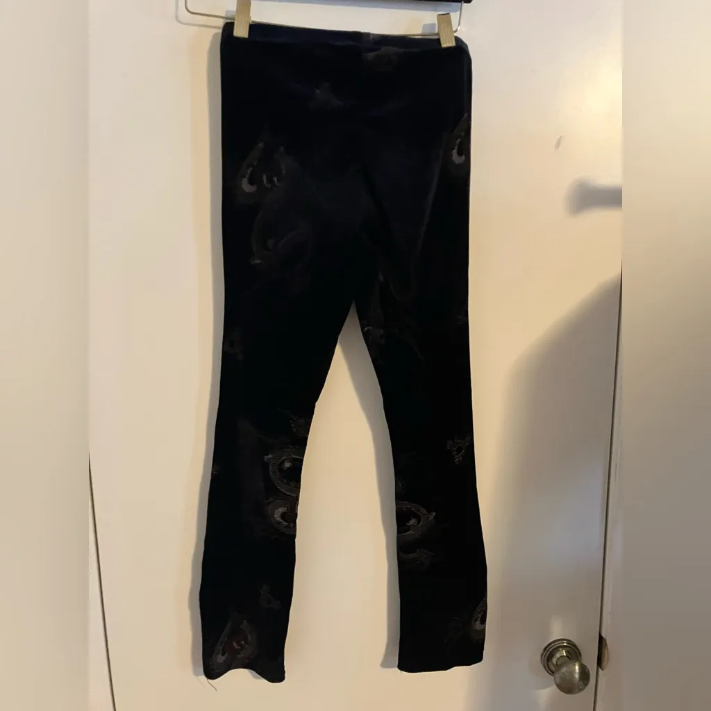 Vintage Fifilou Black Velvet Pants with Dragon Pattern Size XS - Image 9