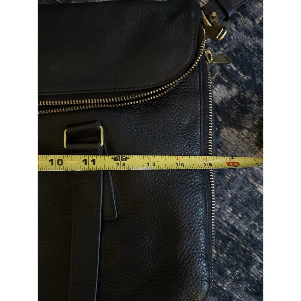 Fossil Vintage Shoulder Bag Black Leather Long Shoulder Strap Pockets Expandable - Image 14