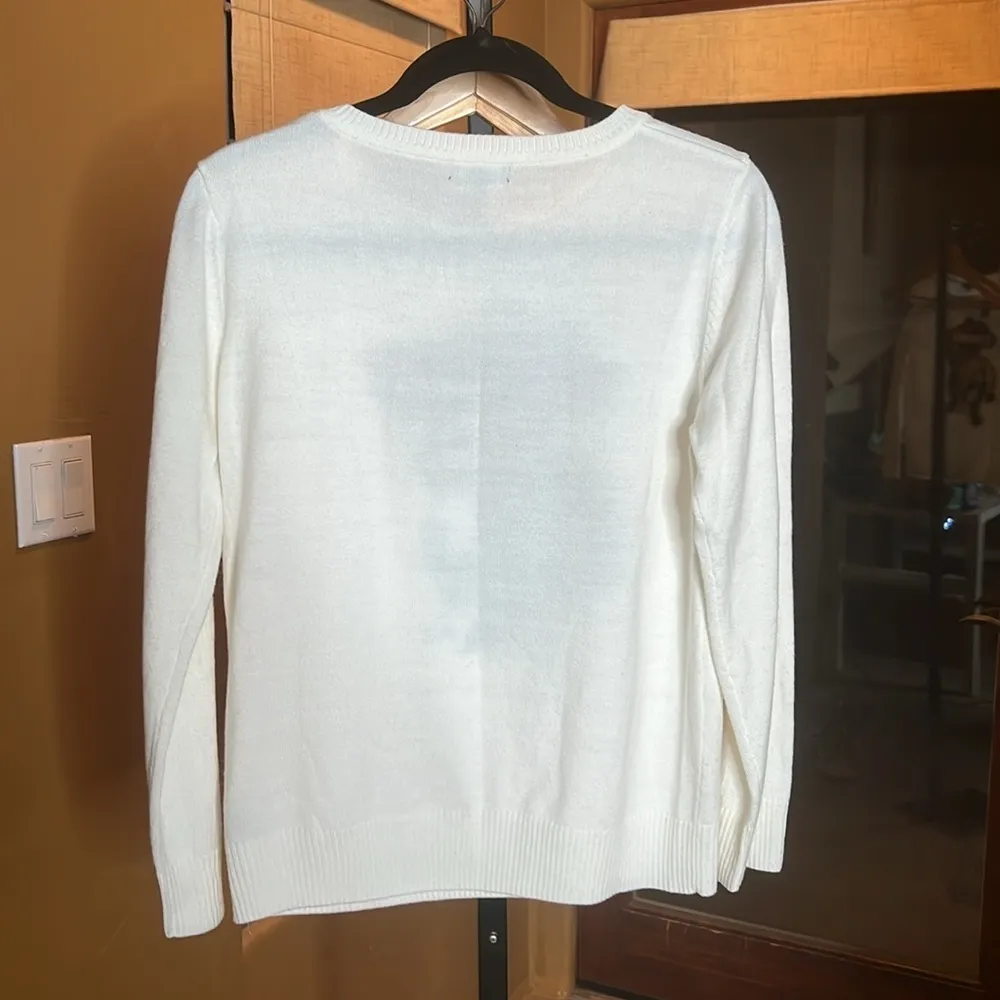 VERVE AMI Frenchy Dog Christmas Ivory Sweater Size Large - Image 6