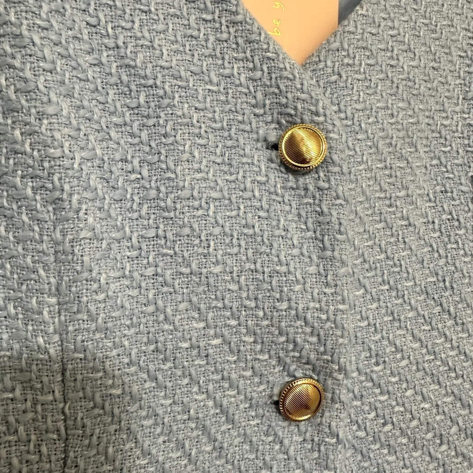 BEBOP | Women's NWT Baby Blue Tweed Sleeveless Preppy Button Front Mini Dress, M - Image 6