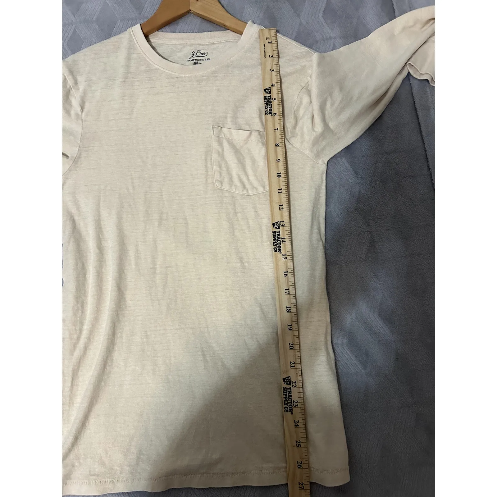 J CREW Size XS Cream Hemp Blend Organic Cotton Long Sleeve Tee One spot - Image 6