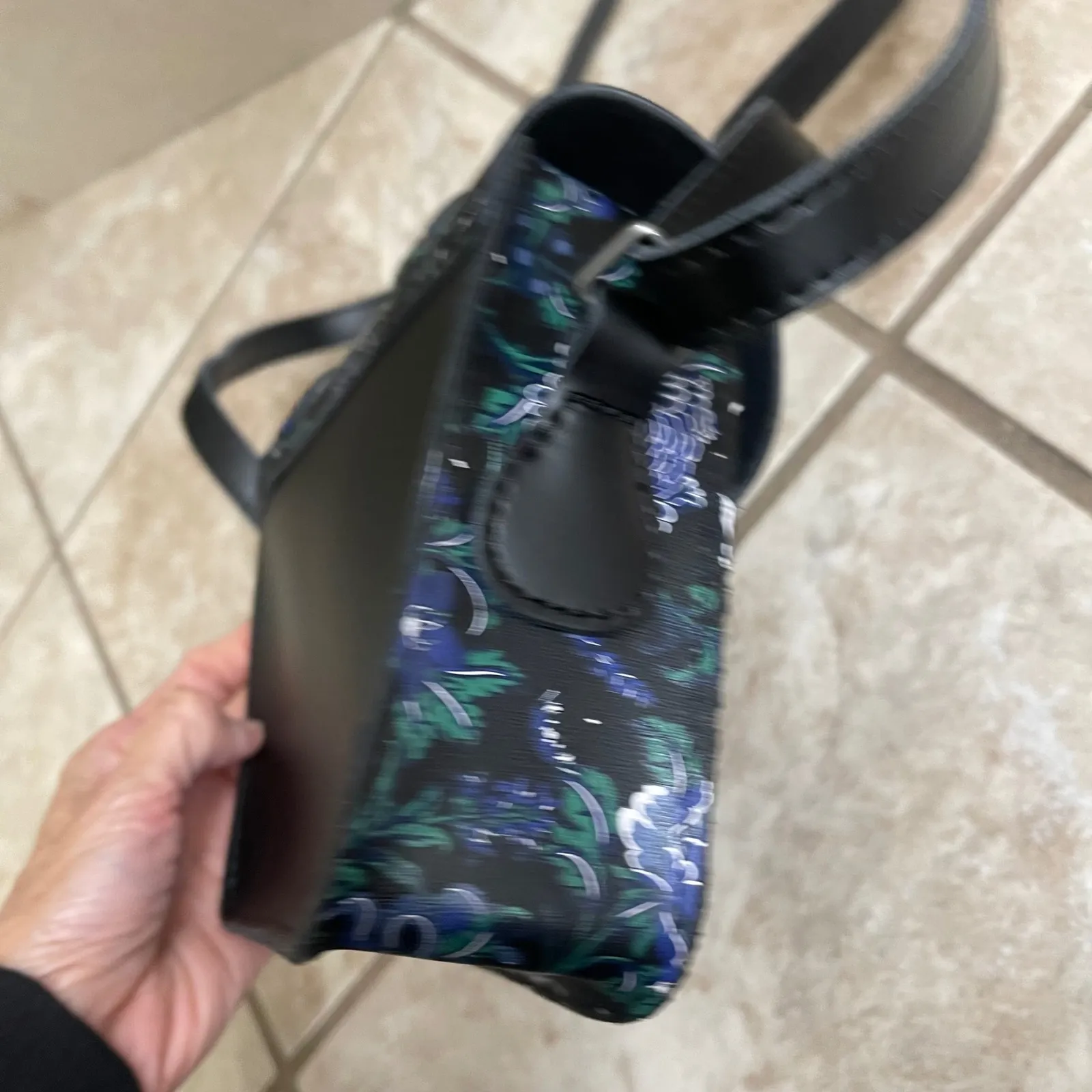 Dr Martens mystic Satchel Bag Floral Print Black Blue Green Leather Crossbody - Image 6