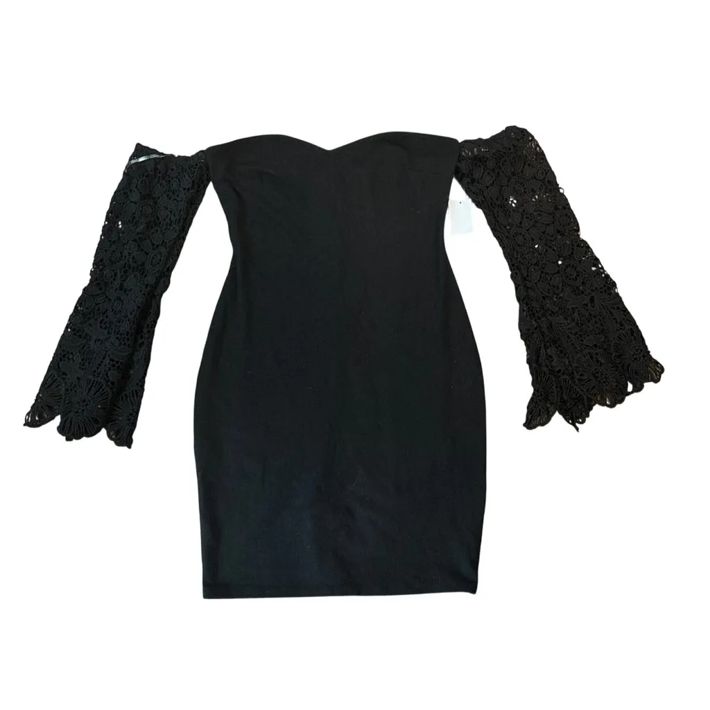 Charlotte Russe Women's Lace Long Sleeve Off Shoulder Backless Split Bodycon Ban - Image 2