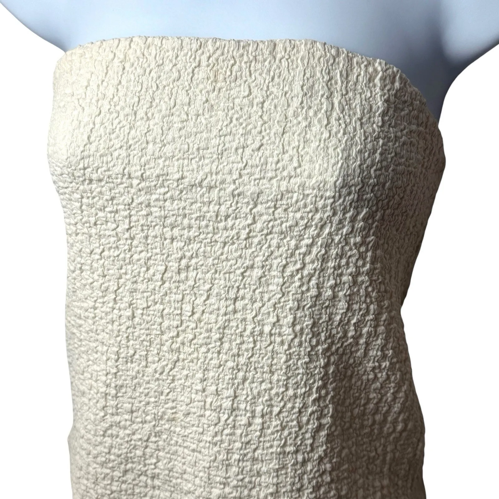 J. Crew Bubble Knit Tube Top Ivory Coastal Resort Vacation Old Money M Size M - Image 3