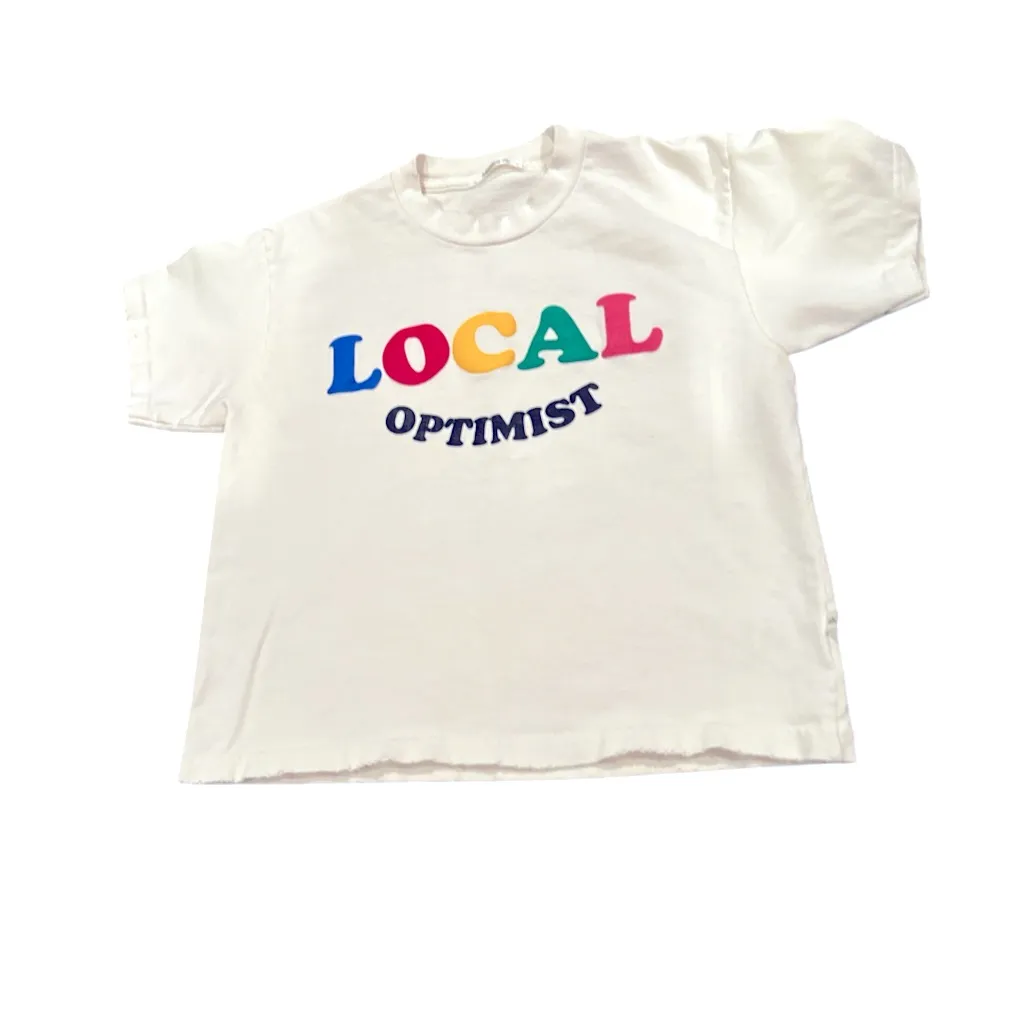 MADHAPPY LOCAL OPTIMIST GRAPHIC RELAXED FIT OVERSIZED SHORT SLEEVE TEE SHIRT XS - Image 3