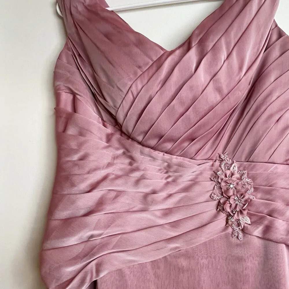 Jade by Jasmine Mother of the Bride Dress Sz 12 Pink Sparkly Sleeveless Beaded - Image 4