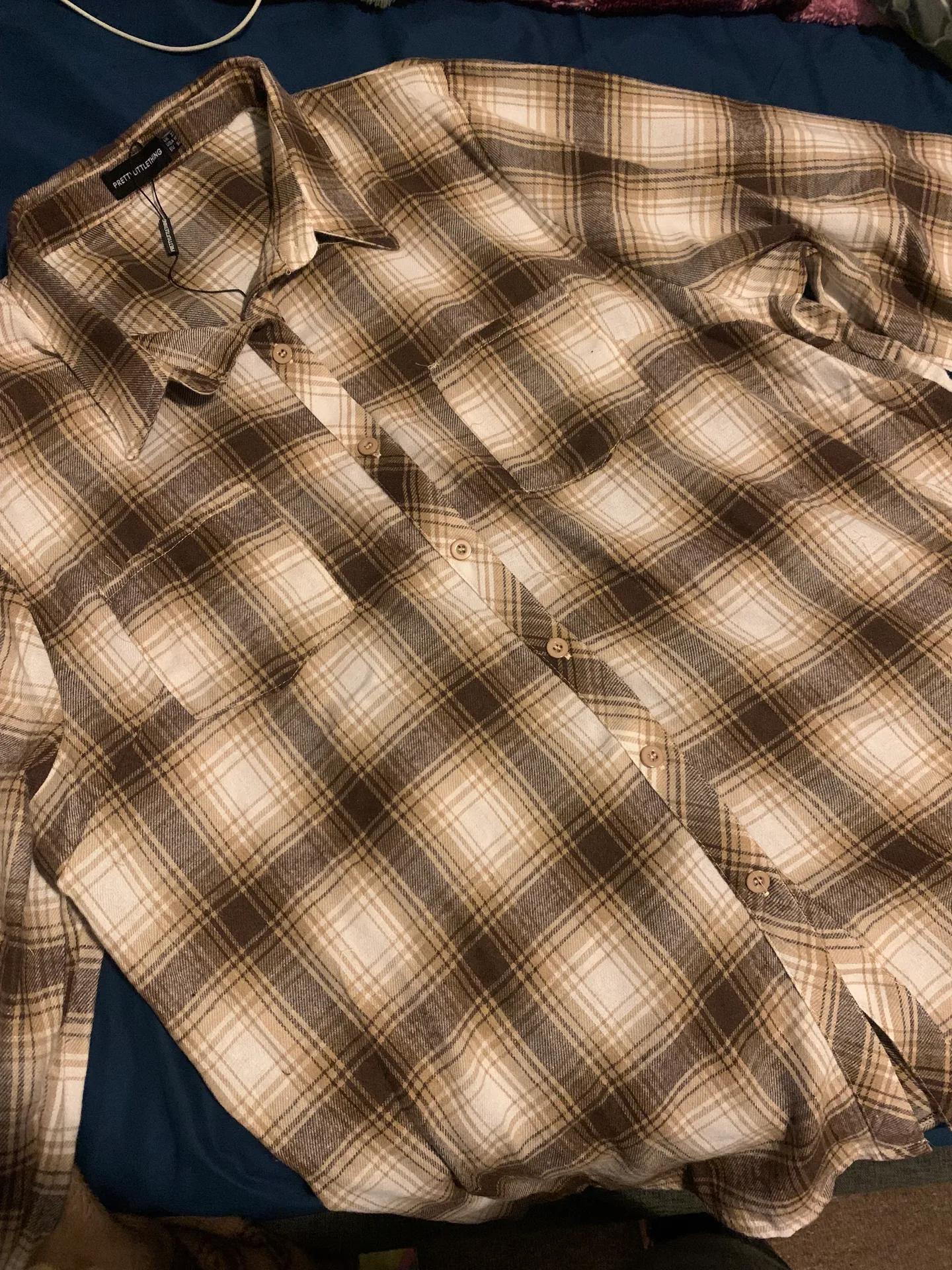 Pretty Little Thing Brown Flannel - Image 4