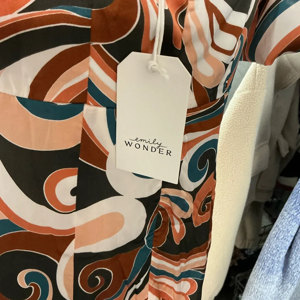 Chic Swirl Pattern Midi Dress Brown Size L - Image 4