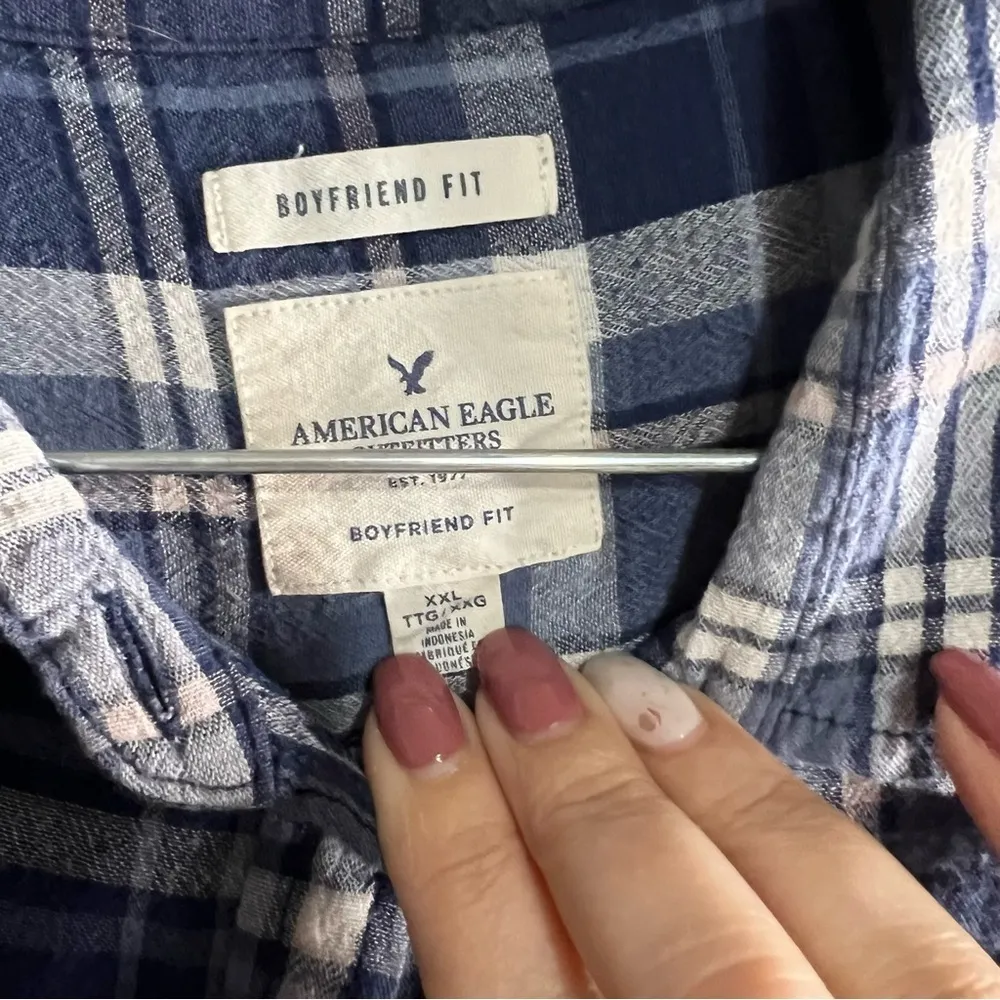 AEO Boyfriend Fit Flannel Button Down‎ Shirt - Image 3