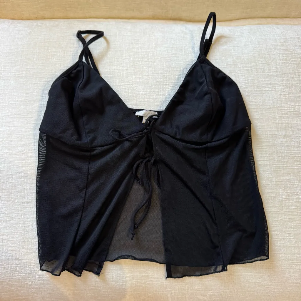 NEW Brandy Melville Mesh Cutout Black Top - Image 2