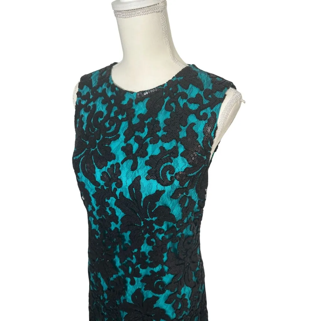 DIANE VON FURSTENBERG Jade Black Floral Sequin Shift Dress Size 6 NEW NWOT - Image 4