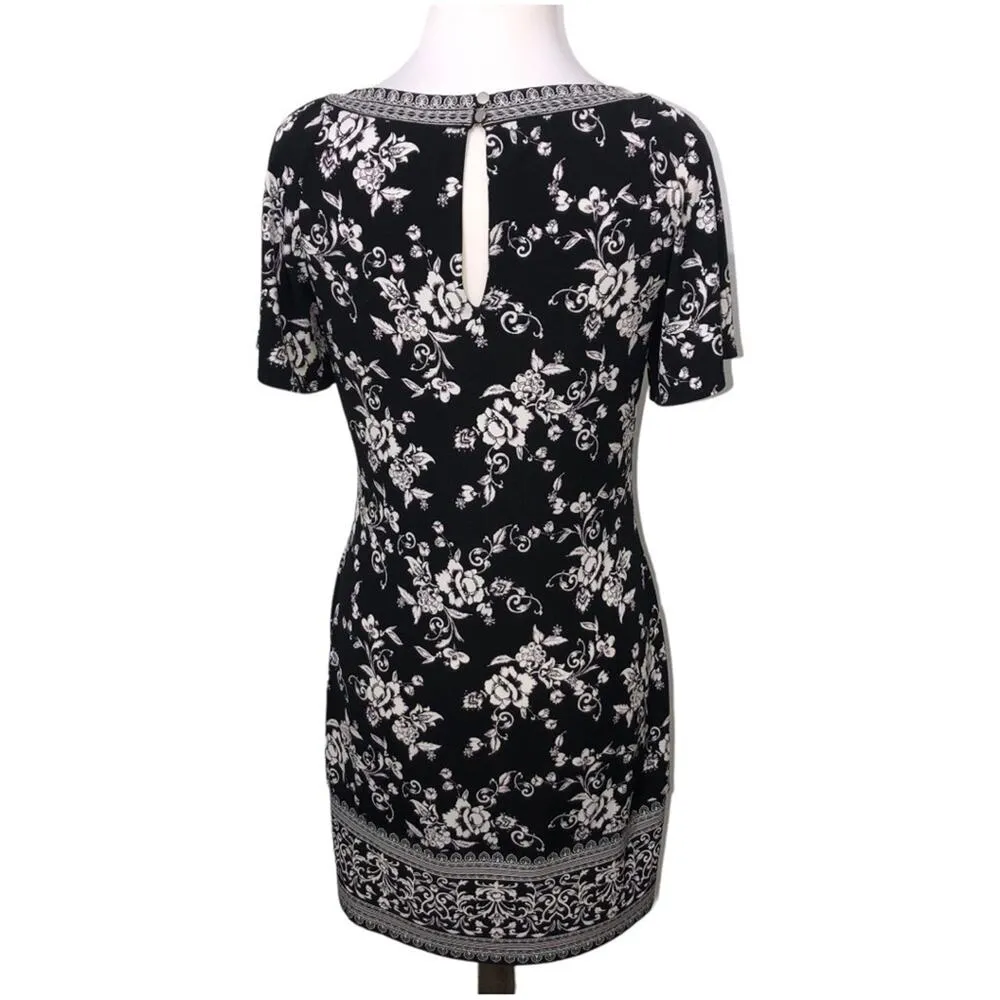 White House Black Market Floral Scroll Print Shift Dress Small EUC - Image 5