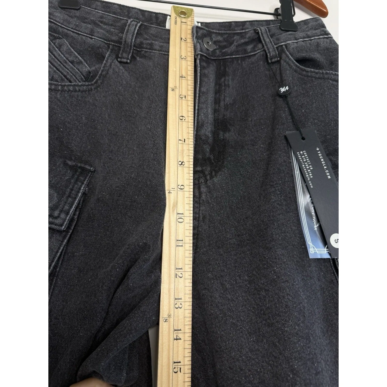 YoungLA Carryall Cargo Jeans Women's Size‎ S Vintage black gaggy barrel Y2K - Image 7