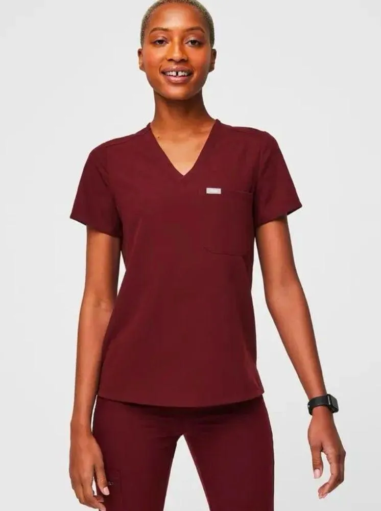 FIGS  SCRUBS Burgundy Catarina One-Pocket Top Style FW1000 Size XS - Image 2