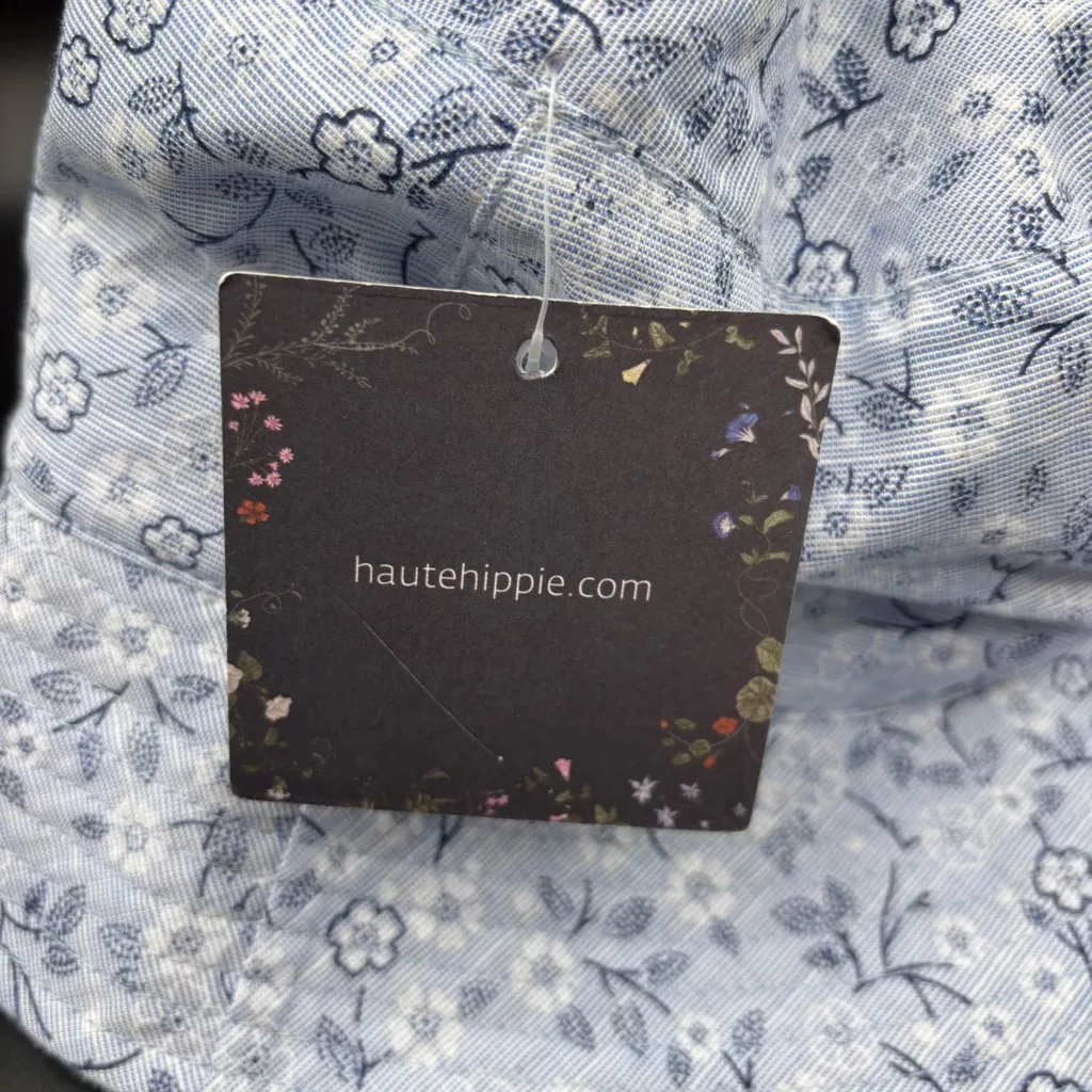 NWT Haute Hippie Women's Floral Bucket Hat One‎ Size Fits All Blue White - Image 2