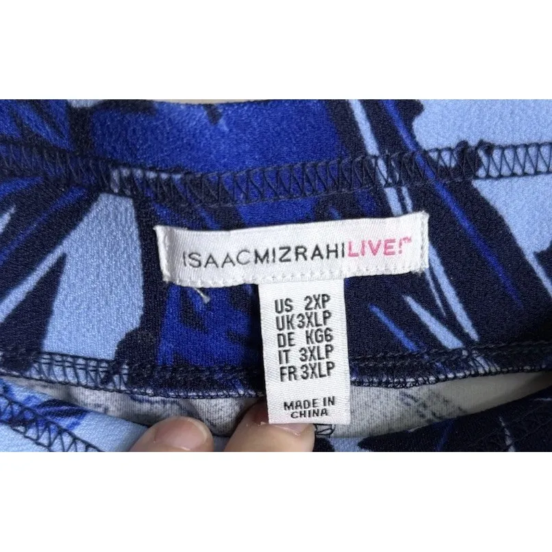 Isaac Mizrahi Womens 2X‎ Petite Blue Floral Wide Leg Ponte Pants Tropical Travel - Image 3